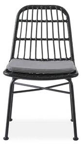 Scaun de gradina K401, gri/negru, rattan sintetic/otel, 47x45x85x43 cm