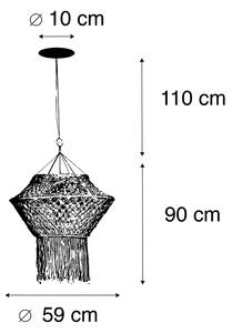 Lampă suspendată de țară macramé 90 cm - Coardă