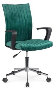 Scaun de birou DORAL, verde inchis/negru/crom, stofa catifelata/metal