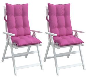 Perne de scaun cu spătar înalt, 2 buc, roz, țesătură Oxford