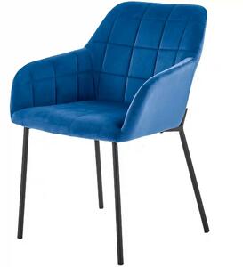 Scaun K305, albastru/negru, stofa catifelata/metal, 58X57X80 cm