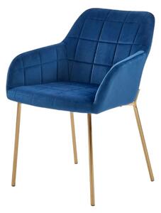 Scaun living K306, albastru marin/auriu, stofa catifelata/metal, 58x57