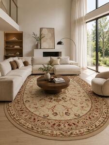 Covor Oval Lotos 523-100, Bej, Crem, Inaltime Fir 8 mm, Marime 150 x 230 cm, Antialergic, Polipropilena, Living, Dormitor, Sufragerie, Birou 150 x 230