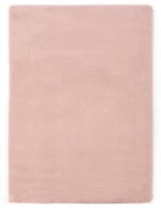 Covor, roz învechit, 80 x 150 cm, blană ecologică de iepure
