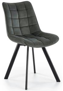 Scaun tapitat modern K332, gri/negru, stofa catifelata/metal, 46X61X84