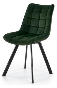 Scaun tapitat stofa K332, verde inchis/negru, catifea/metal, 46x61x84