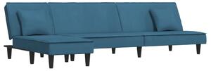 Canapea extensibilă formă de L albastru 255x140x70 cm catifea
