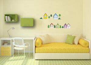 Autocolante decorative pe perete căsuțe colorate
