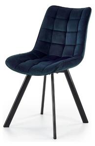 Scaun K332, albastru inchis/negru, stofa catifelata/metal, 46X61X84 CM