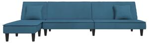 Canapea extensibilă formă de L albastru 255x140x70 cm catifea