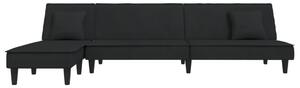Canapea extensibilă în formă de L negru 255x140x70 cm catifea