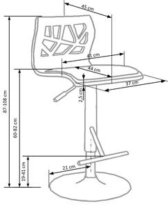 Scaun de bar din pal cu picior metalic, Hoku-34 Nuc / Negru, l41xA45xH87-108 cm