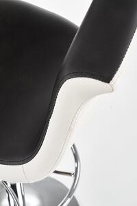 Scaun de bar tapitat cu piele ecologica, cu picior metalic Hoku-46 Negru / Alb, l60xA52xH93-115 cm
