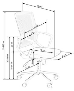 Scaun de birou ergonomic tapitat cu stofa Flicker Gri deschis / Negru, l57xA65xH99-110 cm