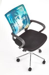Scaun de birou pentru copii, tapitat cu stofa Hanley Multicolor / Negru, l55xA60xH90-100 cm