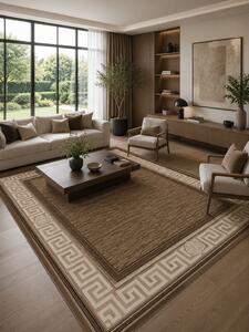 Covor Luna 1825-12, Marime 60 x 110 cm, Maro, Inaltime Fir 6 mm, Antialergic, Polipropilena, Living, Dormitor, Sufragerie, Birou 60 x 110