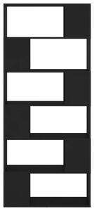 Bibliotecă/Separator cameră, negru, 80x24x186 cm, PAL