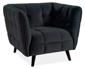 Fotoliu CASTELLO, negru/wenge, stofa catifelata/lemn de fag, 92x85x78