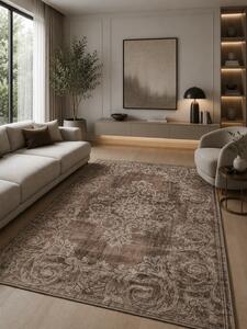 Covor Mira 24016-132, Marime 60 x 110 cm, Maro, Inaltime Fir 6 mm, Antialergic, Polipropilena, Living, Dormitor, Sufragerie, Birou 60 x 110