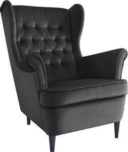 Fotoliu HARRY, stofa catifelata neagra - Bluvel 19, 82x92x101 cm