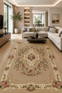 Covor Lotos 570-100, Marime 50 x 80 cm, Bej, Crem, Inaltime Fir 8 mm, Antialergic, Polipropilena, Living, Dormitor, Sufragerie, Birou 50 x 80