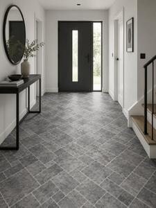 Linoleum Rezidential Antiderapant Clasa 21, Belgia, Sand Stone 919, Suport Spuma, Grosime 2.3 mm, Imitatie Piatra, Gri, PVC, Latime 2m, Marime 200 x
