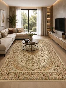 Covor Lotos 1555-110, Marime 100 x 200 cm, Bej, Crem, Inaltime Fir 8 mm, Antialergic, Polipropilena, Living, Dormitor, Sufragerie, Birou 100 x 200