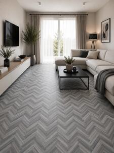 Linoleum Rezidential Antiderapant Clasa 21, Belgia, Venice 961M, Suport Spuma, Grosime 2.3 mm, Imitatie Parchet, Crem, Bej, Gri, PVC, Latime 2m