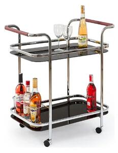 Carucior servire BAR7, negru/crom, sticla/otel, 69x42x74 cm