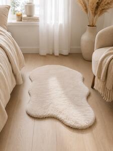 Covor Premium Belgian LOP 050 Shapes, Imitatie Blana Iepure, Crem, Marime 50 x 80 cm, Lungime Fir 23 mm, Poliester, Antialergic, Living, Dormitor
