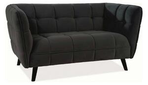 Canapea CASTELLO 2, negru - Bluvel 19, stofa catifelata/lemn, 145x85x7