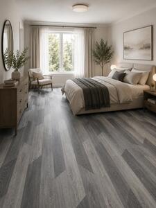 Linoleum Rezidential Antiderapant Clasa 21, Belgia, Hungarian Oak 990D, Design Imitatie Parchet, Stejar Gri Rustic, Suport Spuma, Grosime 2.3 mm, PVC