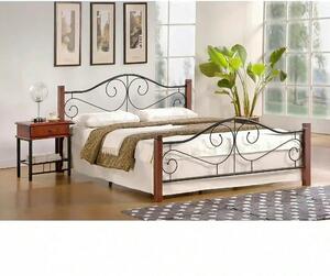 Pat VIOLETTA 160x200, cires antic/negru, lemn, cu somiera