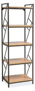 Etajera TABLO R5, stejar/maro inchis, PAL laminat/metal, 60x40x180 cm