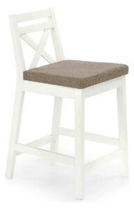 Scaun bar BORYS LOW, bej - Inari 23/alb, stofa/lemn, 41x48x83 cm