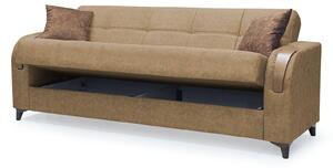 Canapea ZETA extensibila, 3 locuri, cu arcuri si lada depozitare, crem, 225x84x85 cm
