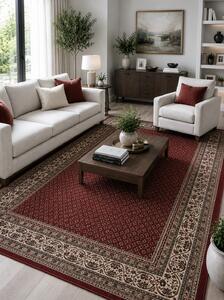 Covor Belgian Premium Kasmar 9595-014, Marime 80 x 150 cm, Rosu, Inaltime Fir 9 mm, Antialergic, Polipropilena, Living, Dormitor 80 x 150