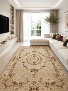 Covor Lotos 15002-110, Marime 50 x 80 cm, Bej, Crem, Inaltime Fir 8 mm, Antialergic, Polipropilena, Living, Dormitor, Sufragerie, Birou 50 x 80
