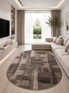 Covor Oval Mira 24007-120, Marime 50 x 80 cm, Maro, Inaltime Fir 6,5 mm, Antialergic, Polipropilena, Living, Dormitor, Sufragerie, Birou 50 x 80