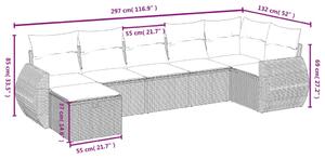 Set canapele de grădină, 7 piese, cu perne, gri, poliratan