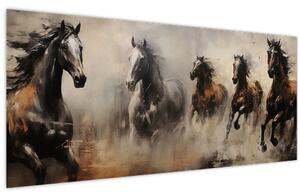 Tablou - Pictură în ulei de cai (120x50 cm)