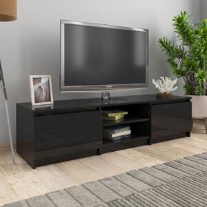 Comodă TV, negru extralucios, 140 x 40 x 35,5 cm, PAL