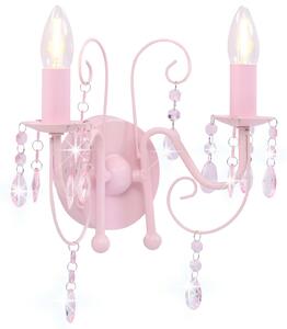 Lampă de perete cu mărgele, roz, 2 becuri x E14
