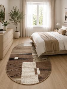 Covor Oval Luna 1805-12, Marime 50 x 80 cm, Bej, Maro, Inaltime Fir 6 mm, Antialergic, Polipropilena, Living, Dormitor, Sufragerie, Birou 50 x 80