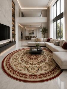 Covor Rotund Lotos 539-120, Marime 80 x 80 cm, Rosu, Inaltime Fir 8 mm, Antialergic, Polipropilena, Living, Dormitor, Sufragerie, Birou 80 x 80