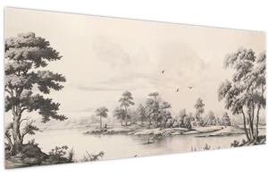 Tablou - Vintage peisaj desen peisaj (120x50 cm)