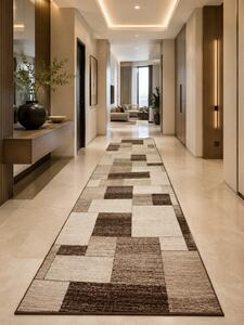 Covor Mira 24143-140 Marime 80 x 150 cm, Bej, Maro, Inaltime Fir 6 mm, Antialergic, Polipropilena, Living, Dormitor, Sufragerie, Birou 80 x 150
