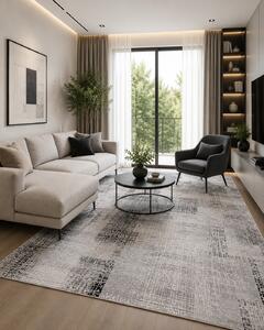Covor Anny 33046-160, Marime 58 x 110 cm, Bej Gri, Inaltime Fir 7 mm, Antialergic, Polipropilena, Living, Dormitor, Sufragerie, Birou 58 x 110
