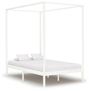 Cadru pat cu baldachin, alb, 120 x 200 cm, lemn masiv de pin