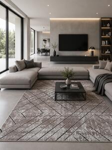 Covor Mira 24135-120, Inaltime Fir 6 mm, Marime 50 x 80 cm, Maro, Antialergic, Polipropilena, Living, Dormitor, Coridor, Hol 50 x 80